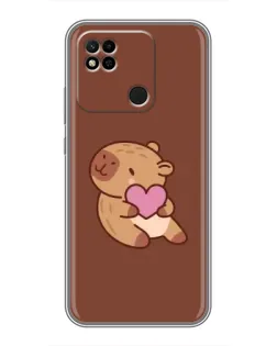 Чехол для Xiaomi Redmi 10A с картинкой «Капибара с сердцем»