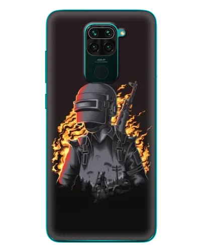 Чохол для Xiaomi Redmi 10X з картинкою «PUBG — вогняний силует»