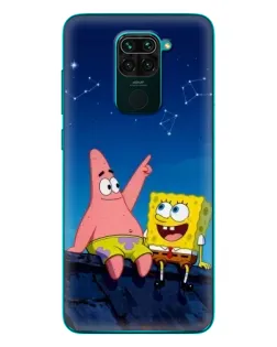 Чохол для Xiaomi Redmi 10X з картинкою «Губка Боб та Патрік вночі»