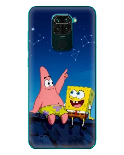 Чохол для Xiaomi Redmi 10X з картинкою «Губка Боб та Патрік вночі»