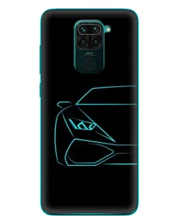 Чохол для Xiaomi Redmi 10X з картинкою «Блакитний силует Lamborghini»
