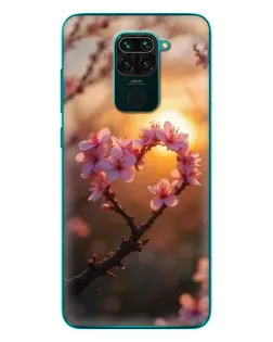 Чехол для Xiaomi Redmi 10X с картинкой «Розовый цвет сердце на фоне заката»