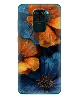 Чехол для Xiaomi Redmi 10X с картинкой «Яркая сине-оранжевая флора»
