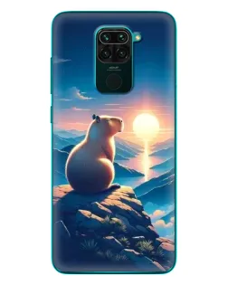 Чохол для Xiaomi Redmi 10X з картинкою «Захід сонця з капібарою»