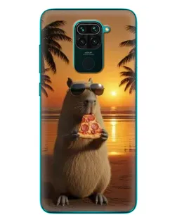 Чохол для Xiaomi Redmi 10X з картинкою «Капібара з піцою»