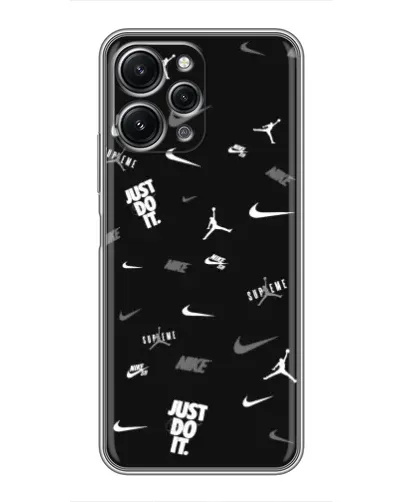Чехол для Xiaomi Redmi 12 (5G) с картинкой «Nike Black Pattern»