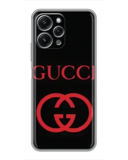 Чехол для Xiaomi Redmi 12 (5G) с картинкой «Gucci — красный логотип»