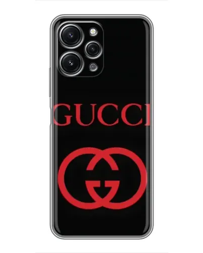 Чехол для Xiaomi Redmi 12 (5G) с картинкой «Gucci — красный логотип»