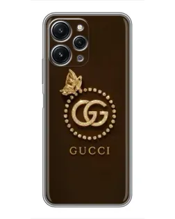 Чехол для Xiaomi Redmi 12 (5G) с картинкой «Gucci — золотая бабочка»