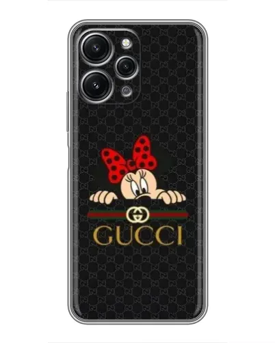 Чехол для Xiaomi Redmi 12 (5G) с картинкой «Минни Маус Gucci — черный»