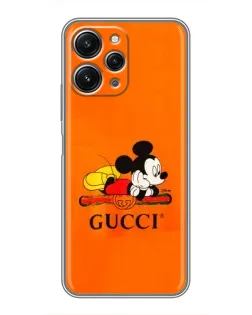 Чехол для Xiaomi Redmi 12 (5G) с картинкой «Микки Маус Gucci — оранж»