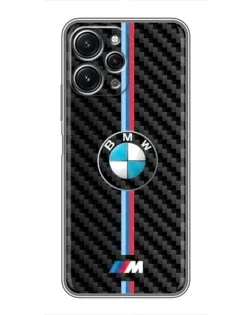 Чехол для Xiaomi Redmi 12 (5G) с картинкой «Эмблема BMW и карбон»