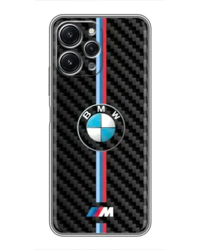 Чехол для Xiaomi Redmi 12 (5G) с картинкой «Эмблема BMW и карбон»