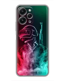 Чехол для Xiaomi Redmi 12 (5G) с картинкой «PUBG — огненный воин»