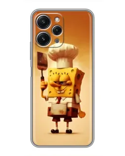 Чехол для Xiaomi Redmi 12 (5G) с картинкой «Губка Боб повар»
