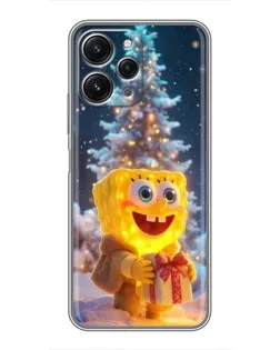 Чехол для Xiaomi Redmi 12 (5G) с картинкой «Рождественский Спанч Боб»