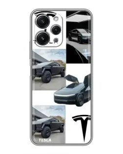 Чехол для Xiaomi Redmi 12 (5G) с картинкой «Коллаж Cybertruck Tesla» Чехол для Xiaomi Redmi 12 (5G) с картинкой «Коллаж Cybertruck Tesla»