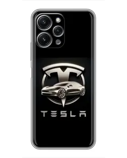 Чехол для Xiaomi Redmi 12 (5G) с картинкой «Tesla — серебристое авто» Чехол для Xiaomi Redmi 12 (5G) с картинкой «Tesla — серебристое авто»