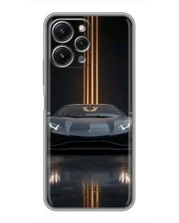 Чехол для Xiaomi Redmi 12 (5G) с картинкой «Lamborghini золотые линии»