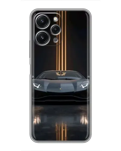 Чехол для Xiaomi Redmi 12 (5G) с картинкой «Lamborghini золотые линии»