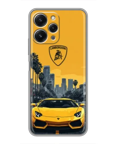 Чехол для Xiaomi Redmi 12 (5G) с картинкой «Желтый Lamborghini город»