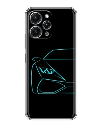 Чехол для Xiaomi Redmi 12 (5G) с картинкой «Голубой силуэт Lamborghini»