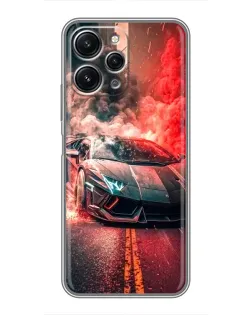Чехол для Xiaomi Redmi 12 (5G) с картинкой «Lamborghini красный дым»