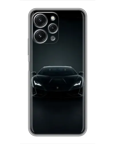 Чехол для Xiaomi Redmi 12 (5G) с картинкой «Черный Lamborghini Aventador»