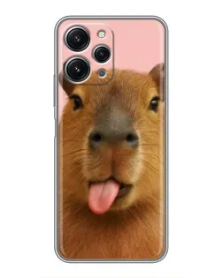 Чехол для Xiaomi Redmi 12 (5G) с картинкой «Капибара с языком»