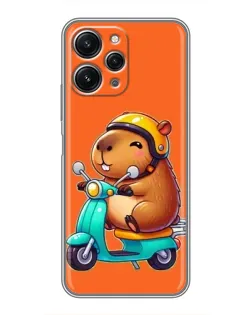 Чехол для Xiaomi Redmi 12 (5G) с картинкой «Капибара на скутере»