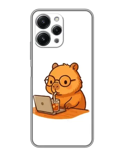 Чехол для Xiaomi Redmi 12 (5G) с картинкой «Капибара с ноутбуком»