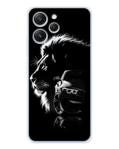 Чехол для Xiaomi Redmi 12 с картинкой «BMW и лев»