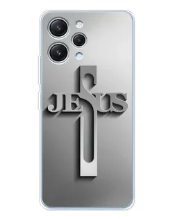 Чехол для Xiaomi Redmi 12 с картинкой «Металлический крест Jesus»