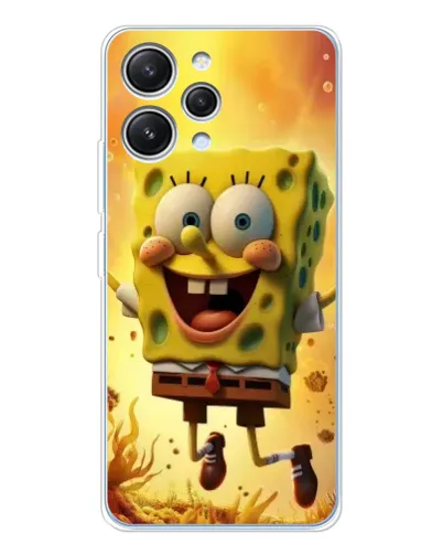 Чехол для Xiaomi Redmi 12 с картинкой «Губка Боб прыгает»