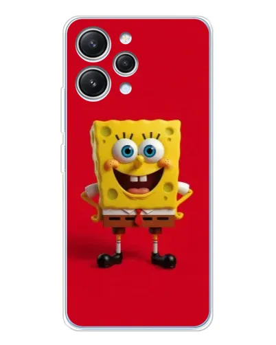 Чехол для Xiaomi Redmi 12 с картинкой «Спанч Боб на красном»