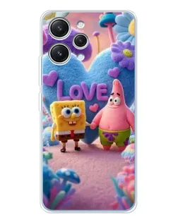 Чехол для Xiaomi Redmi 12 с картинкой «Губка Боб Патрик»