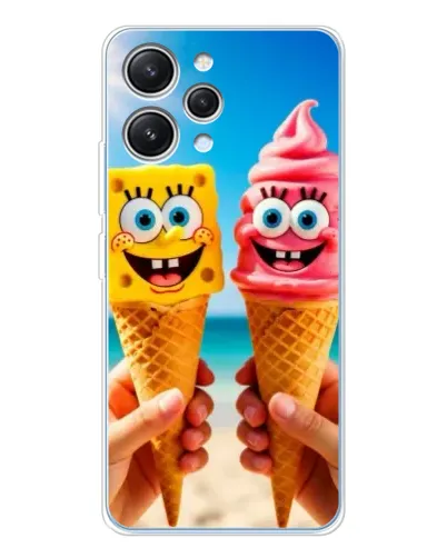 Чехол для Xiaomi Redmi 12 с картинкой «Спанч Боб мороженое»