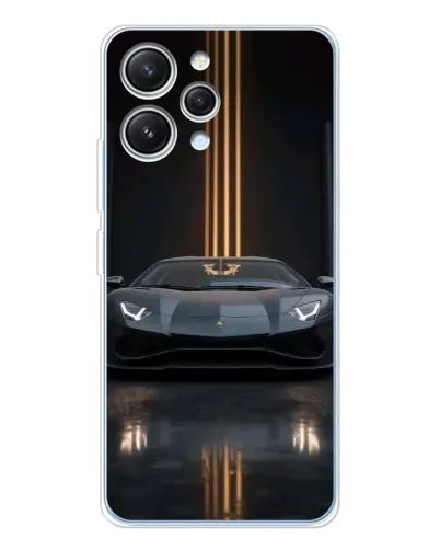 Чехол для Xiaomi Redmi 12 с картинкой «Lamborghini золотые линии»