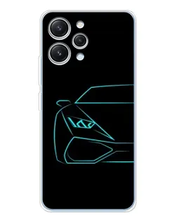 Чехол для Xiaomi Redmi 12 с картинкой «Голубой силуэт Lamborghini»