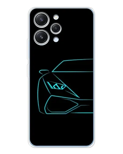 Чехол для Xiaomi Redmi 12 с картинкой «Голубой силуэт Lamborghini»