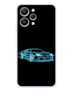 Чехол для Xiaomi Redmi 12 с картинкой «Неоновый контур Lamborghini»