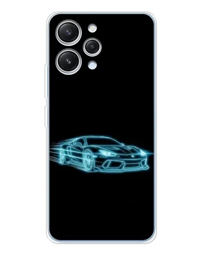 Чехол для Xiaomi Redmi 12 с картинкой «Неоновый контур Lamborghini»