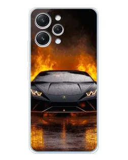 Чехол для Xiaomi Redmi 12 с картинкой «Lamborghini в огне»