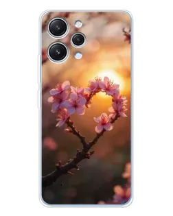 Чехол для Xiaomi Redmi 12 с картинкой «Розовый цвет сердце на фоне заката» Чехол для Xiaomi Redmi 12 с картинкой «Розовый цвет сердце на фоне заката»