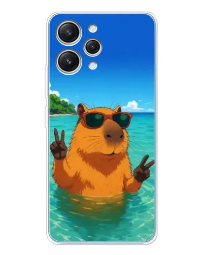 Чехол для Xiaomi Redmi 12 с картинкой «Морская капибара»