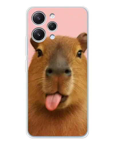 Чехол для Xiaomi Redmi 12 с картинкой «Капибара с языком»