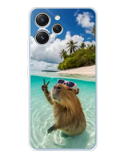 Чехол для Xiaomi Redmi 12 с картинкой «Капибара на море»