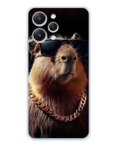 Чехол для Xiaomi Redmi 12 с картинкой «Капибара золотая цепь»
