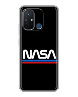 Чехол для Xiaomi Redmi 12C с картинкой «NASA — классика Red Blue»