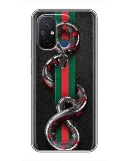 Чехол для Xiaomi Redmi 12C с картинкой «Gucci — змея на полосе» Чехол для Xiaomi Redmi 12C с картинкой «Gucci — змея на полосе»